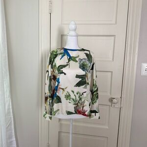 Zara Cream and Green Boxy Blouse